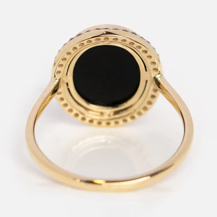 Solid Gold Black Onyx Zodiac Ring