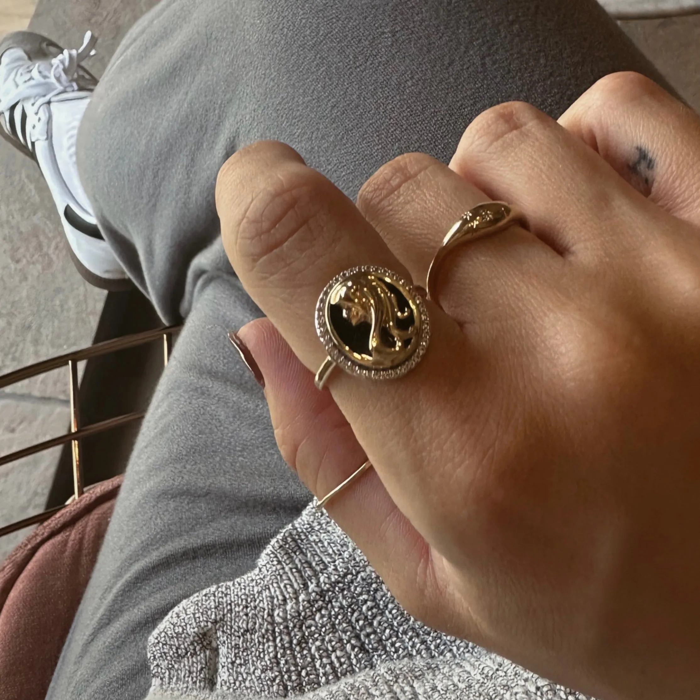 Solid Gold Black Onyx Zodiac Ring