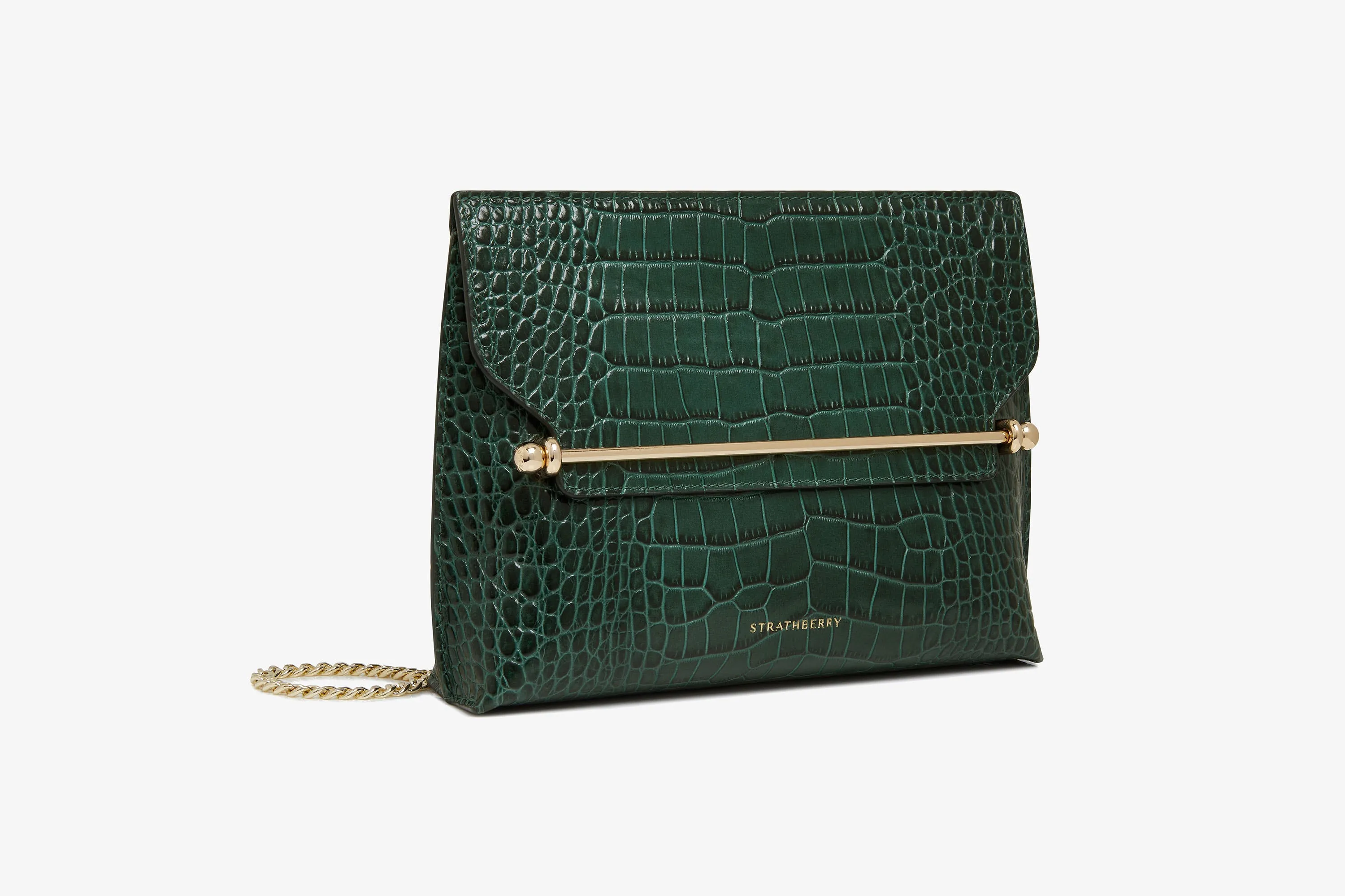 Stylist - Croc-Embossed Leather Bottle Green